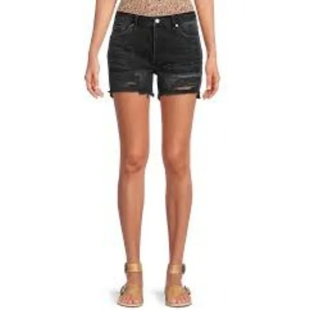 FREE PEOPLE MAGGIE‎ BLACK DISTRESSED SHORTS SIZE 24 NEW WITH TAG